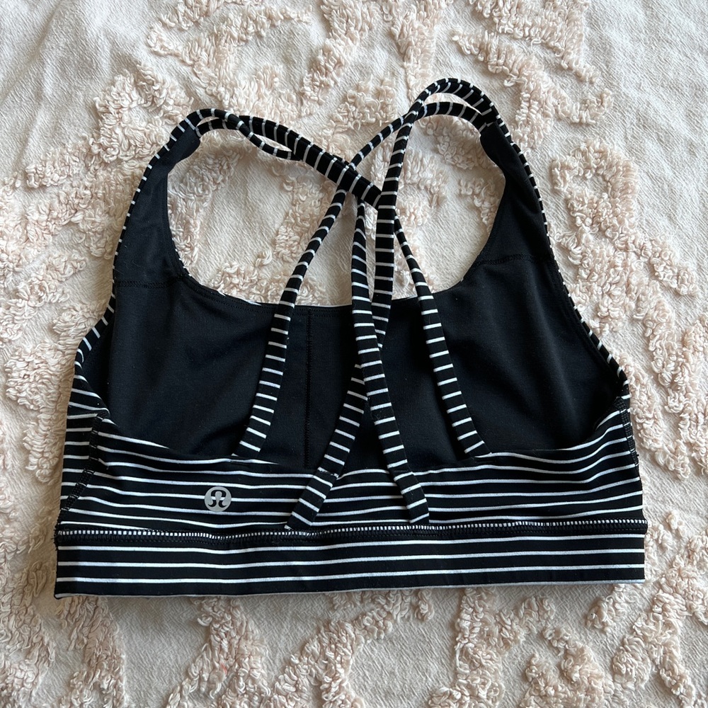 Black and White Striped LuluLemon Sports bra